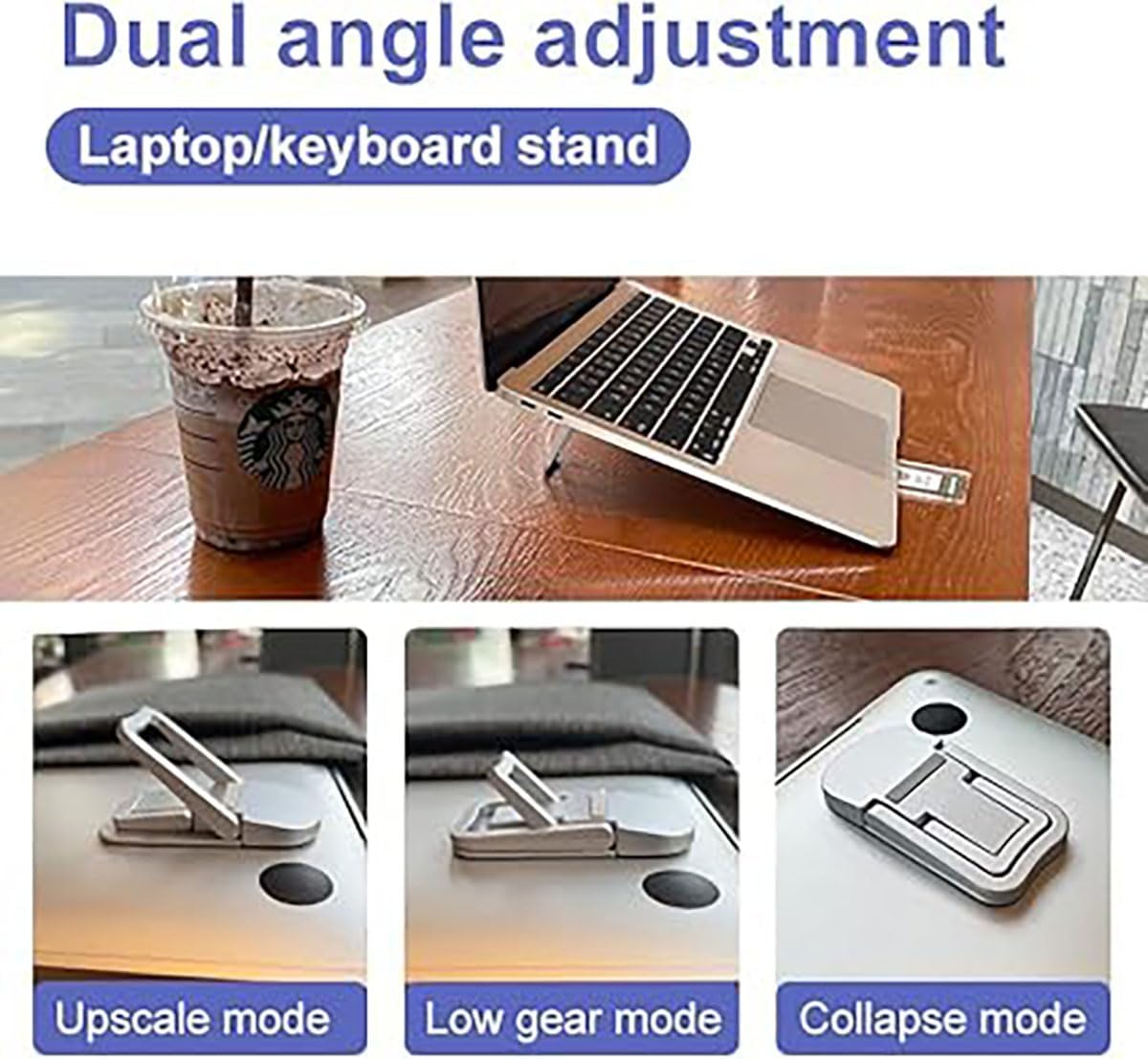 Portable Invisible Laptop Stand for Lenovo ideapad 1 15IAU7 Laptop,Aluminum Alloy Mini Foldable Self-Adhesive Laptop Stand with 2 Adjustable Angles for Desk - Image 7