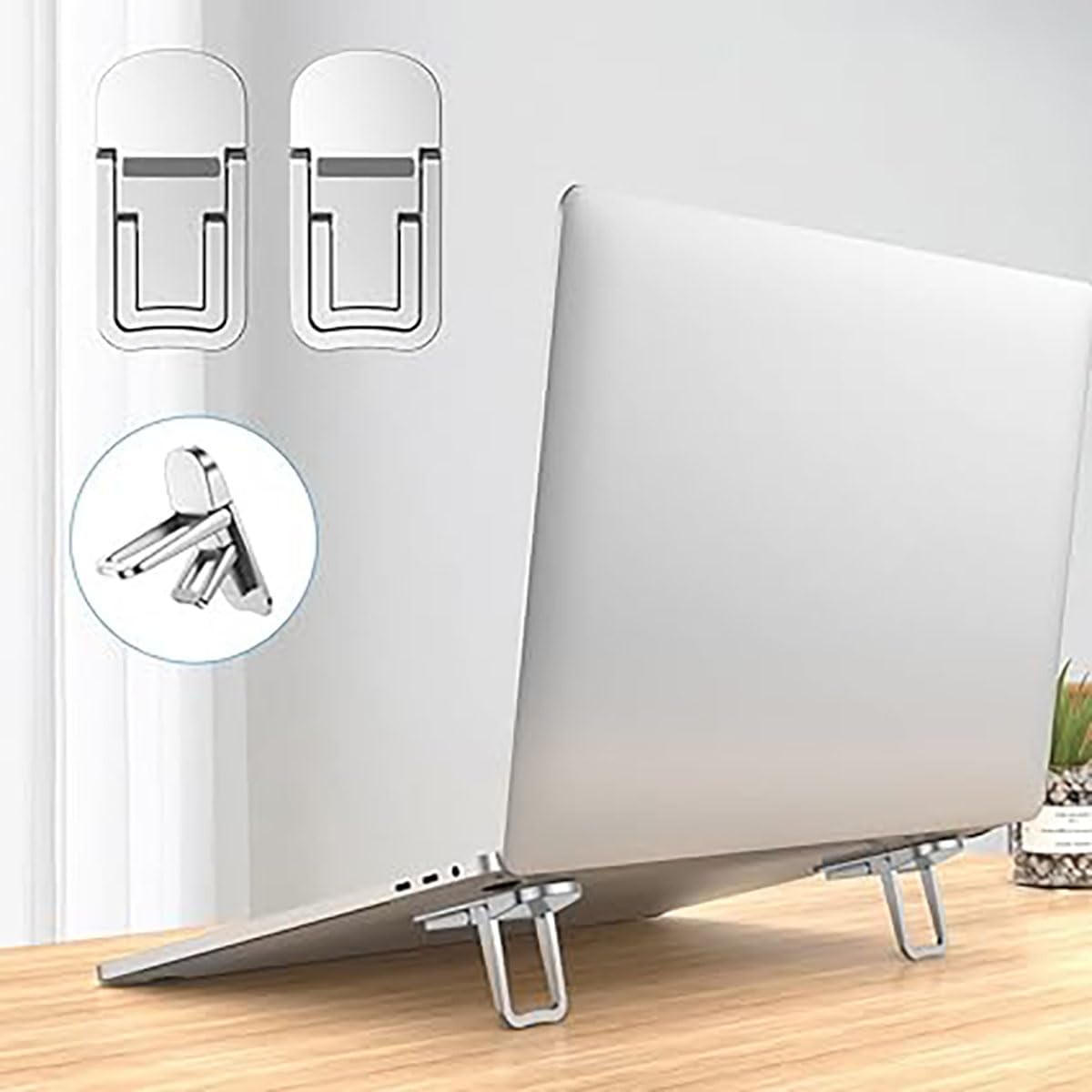 Portable Invisible Laptop Stand for Razer Blade 16 Laptop,Aluminum Alloy Mini Foldable Self-Adhesive Laptop Stand with 2 Adjustable Angles for Desk - Image 2