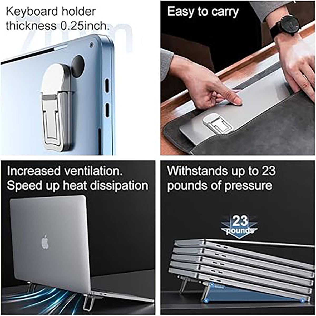 Portable Invisible Laptop Stand for Razer Blade 16 Laptop,Aluminum Alloy Mini Foldable Self-Adhesive Laptop Stand with 2 Adjustable Angles for Desk - Image 5