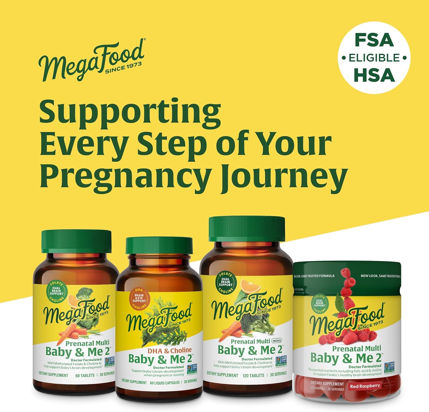 MegaFood Baby & Me 2 Prenatal Multi Vitamins - Prenatal Vitamins for Women with Choline, Methyl Folate & Iron, Vegetarian, Gluten-Free, Pre Natal Multivitamin for Women - 120 Tablets, 60 Servings - Image 7