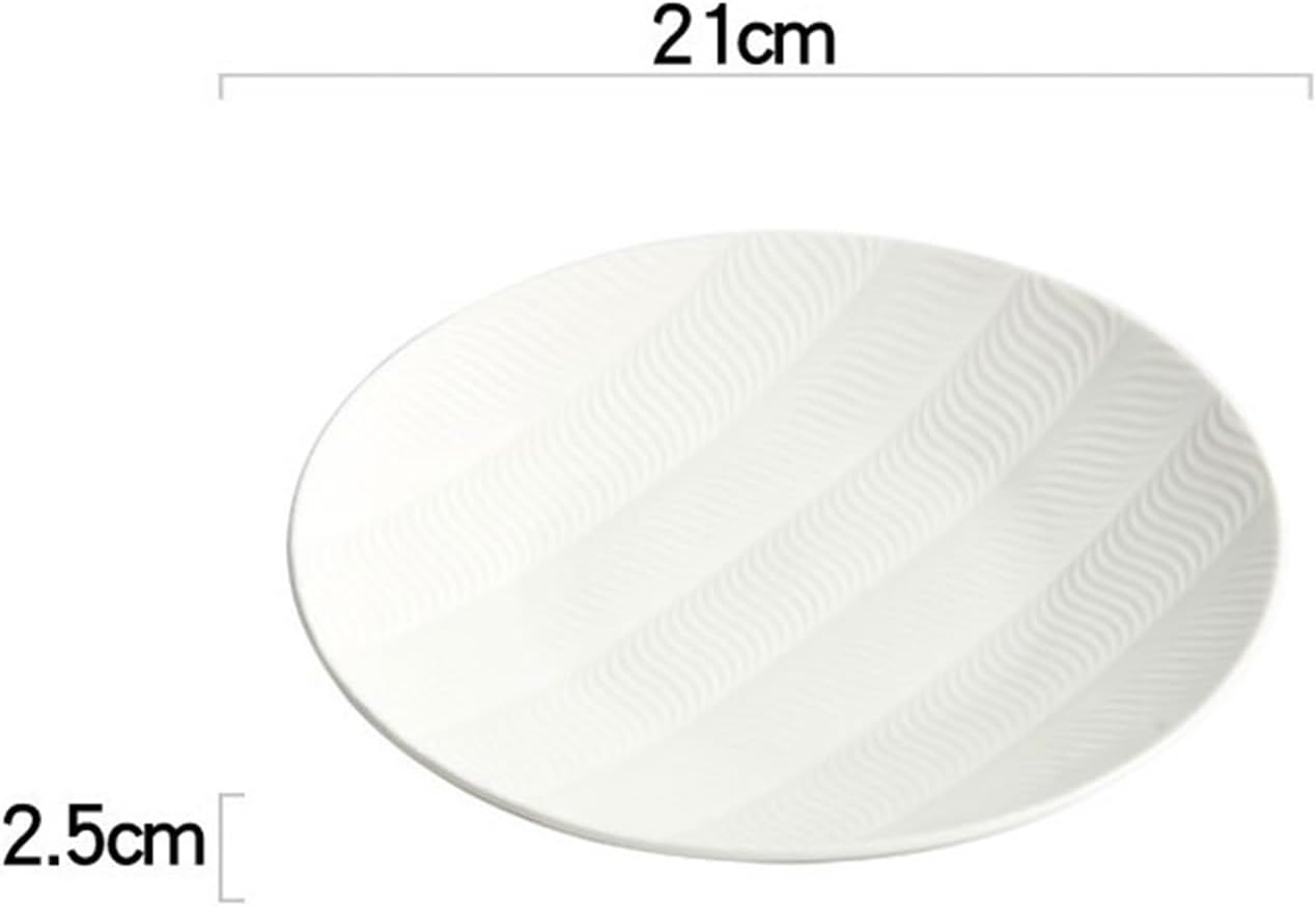 Dinner plate, Dishes Serving Tray Household Ceramic Flat Plate Creative High-grade White Dinner Plate Simple Tableware,Dinnerware(8inches) - Image 3