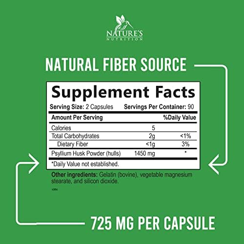 Psyllium Husk Fiber Supplement 1500mg, Natural Daily Soluble & Insoluble Fiber Pills, Psyllium Husk Powder Capsules Supports Digestion Colon Health & Regularity, Plant Based Supplement - 180 Capsules - Image 3