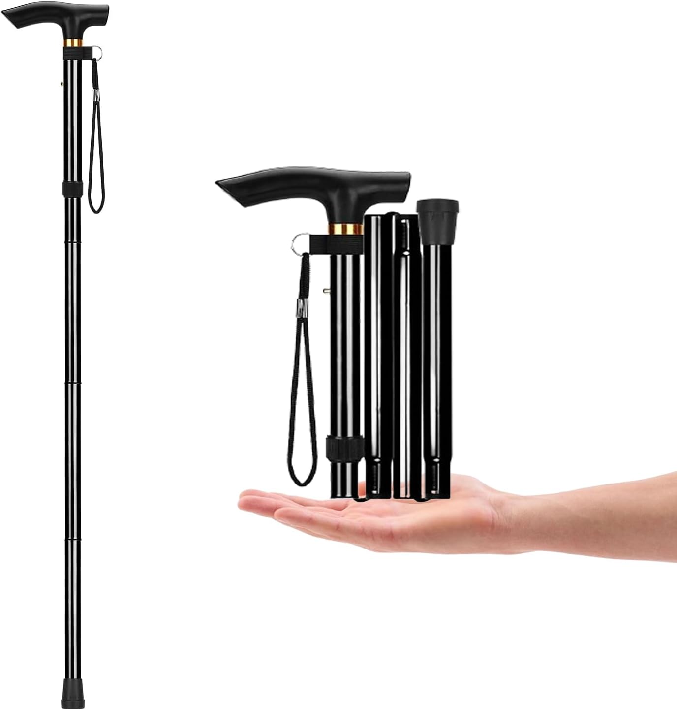 Aluminum Alloy Walking Sticks & Foldable Anti-Slip Hiking Stick - Length Adjustable for Elderly - Image 2
