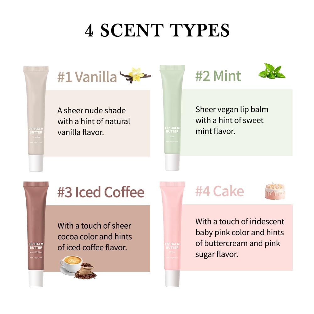 Summer Butter Lip Balm, Moisturizing Hydrating Natural Lip Care, Rich in Nutrients for Soft Smooth Lips (Iced Coffee) - Image 5