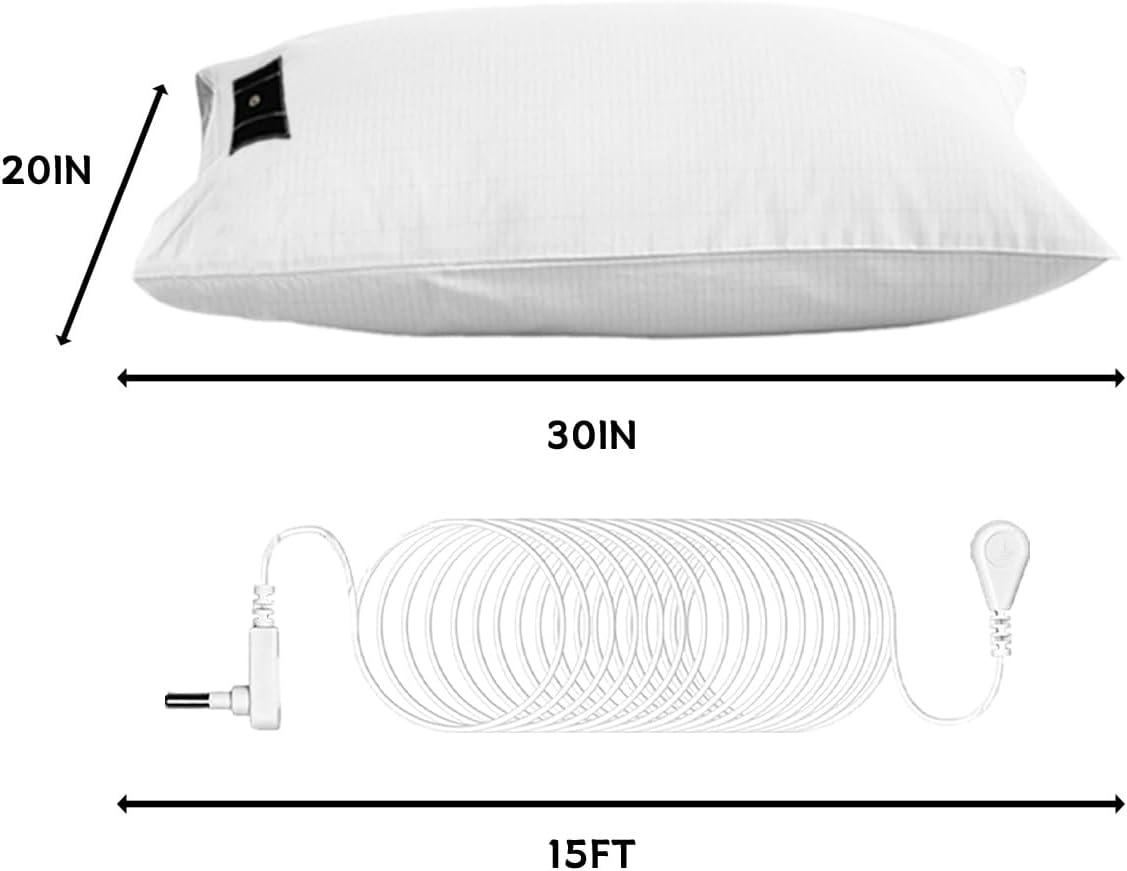 Grounding Pillowcase 2 Pack with Grounding Cord, Contains Silver Fibers, Cotton Grounding Pillowcase, Conductive Grounding Pillow Case for Improve Sleep, Relieve Pain (20x30IN, White) - Image 3