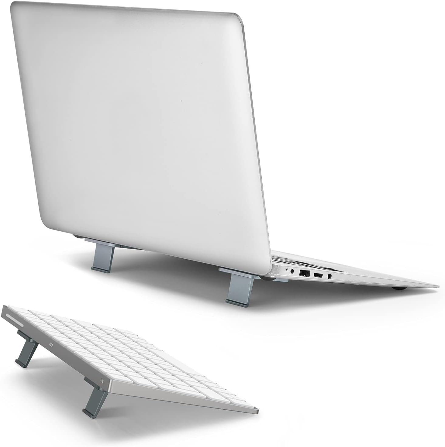 OATSBASF Mini Laptop Stand, Retractable Computer Stand, Portable Notebook Holder, Foldable Invisible Design Cooling Office Universal Non Slip, for MacBook Pro Air iPad Pro Air Surface Tablets (Gray) - Image 2