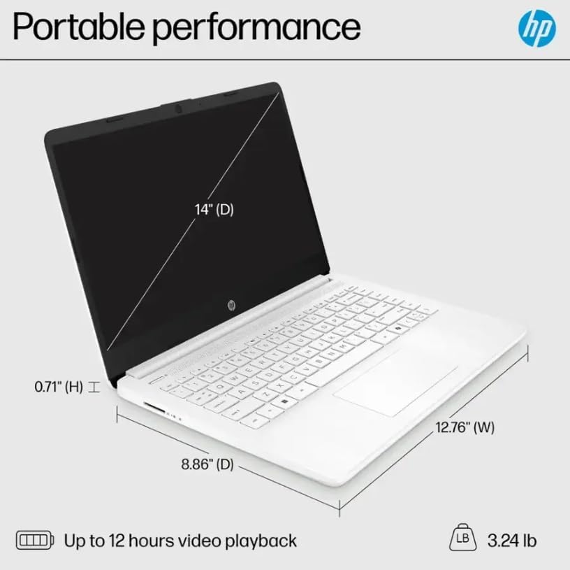 HP 14 Laptop, Intel Celeron N4500,14-inch Micro-Edge HD Display,Windows 11 Home, Thin & Portable, One Year of Microsoft 365 WiFi 6, Natural Silver,w/BTP Accessories (16GB DDR4 | 64GB eMMC) - Image 9