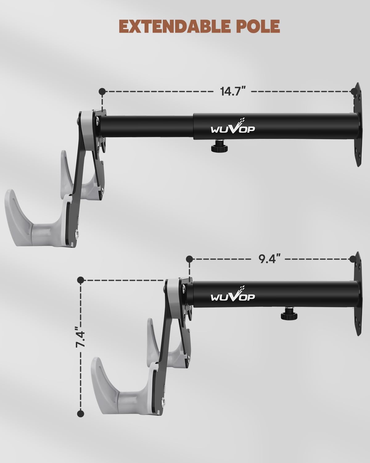 Bike Wall Mount, Horizontal Bike Wall Hanger, Adjustable Bike Indoor Storage Rack Hook, Heavy Duty Storage Holder for Bicycle in Home or Garage (1 Pack) - Image 5