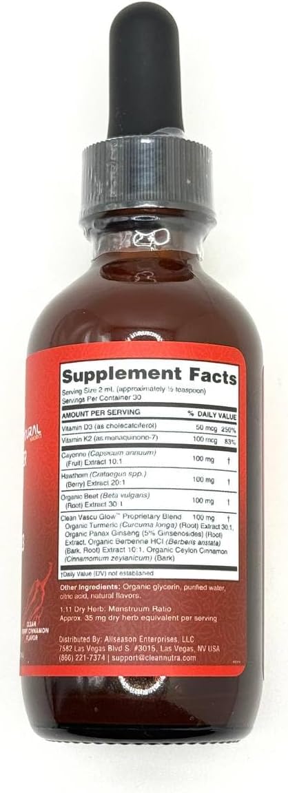 Clean Nutra Cayenne Pepper Drops Supplement Liquid + Hawthorn Berry, Vitamin D3 K2 Beet Root Powder, Ceylon Cinnamon, Turmeric Curcumin, Organic Panax Ginseng, Berberine Extract Organic (2) - Image 8