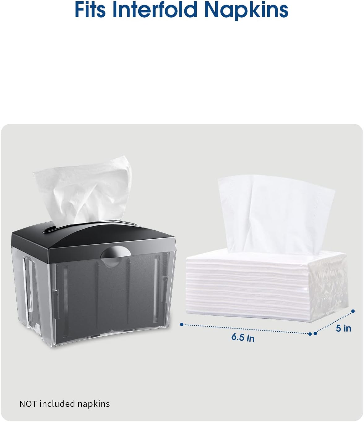 Tabletop Napkin Dispenser, Commercial Paper Napkin Dispensers, Black, 8" x 6.1" x 6.5", CHUANGDIAN - Image 3