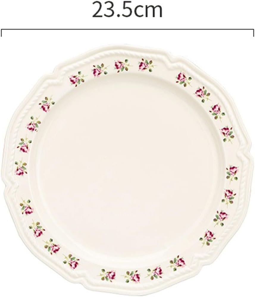 Dinner plate, Ceramic Vintage Rose Dinner Plate Kitchen Tableware Deep Plate Dinner Plate Large Size Dinner Plate Suitable for Salad Steak,Dinnerware - Image 3