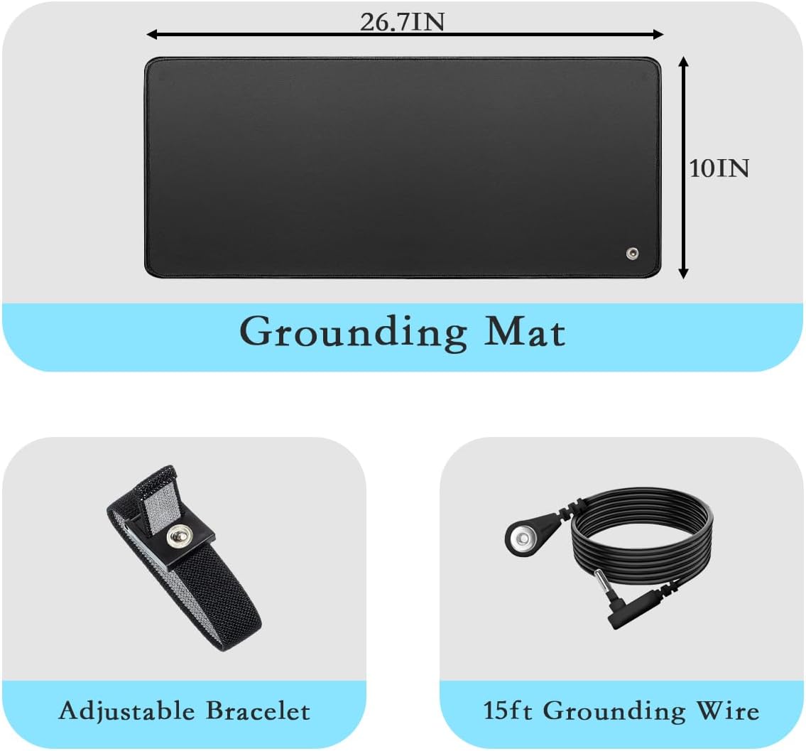 10 x 26.7 Grounding Mat Kit with 15ft Grounding Cord and Grounding Wrist Strap,Indoor Grounding at Home, Office, Work. - Image 3