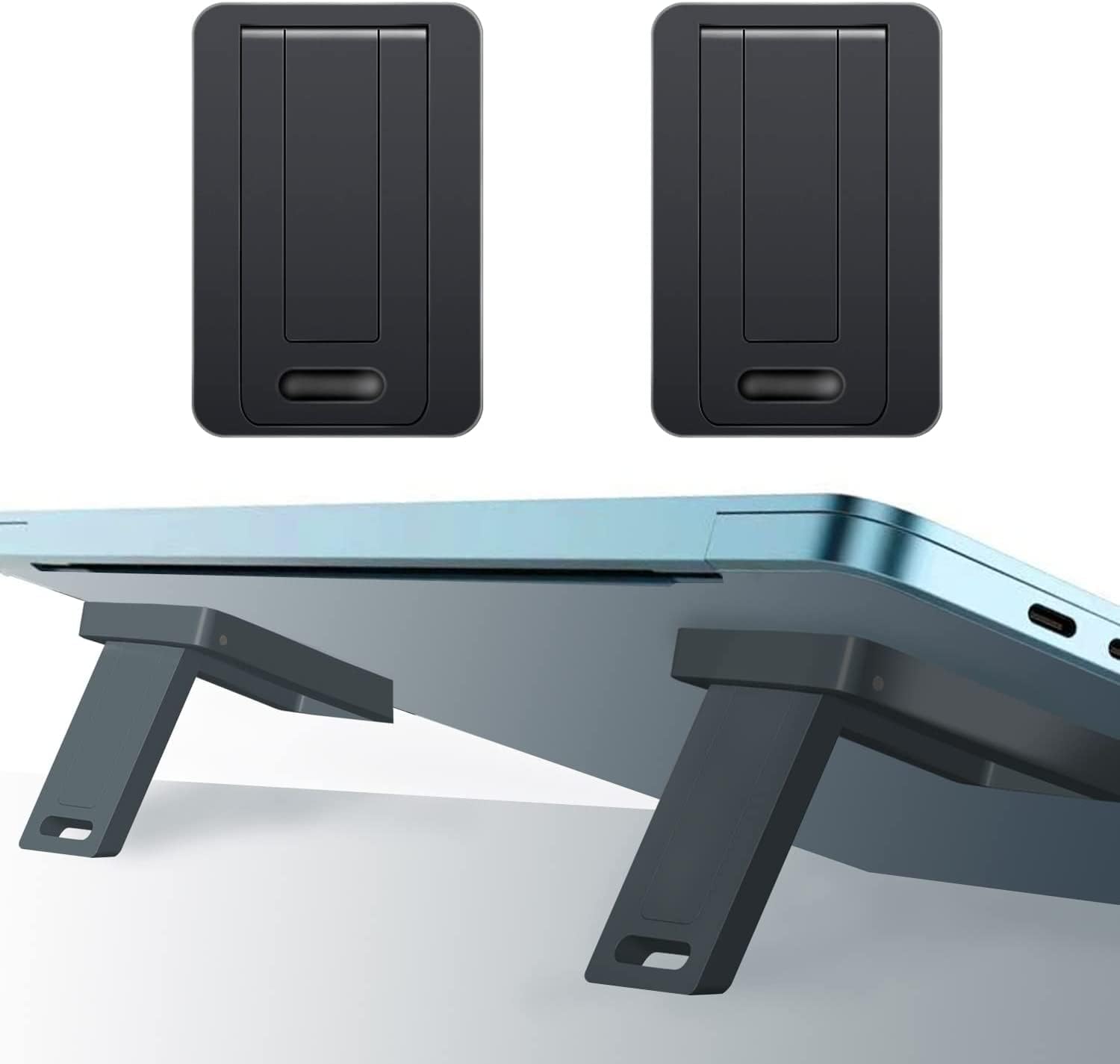 DRM 2-in-1 Mini Laptop Holder, Portable Notebook Stand with Cooling & Ergonomic Design, Black - Image 2