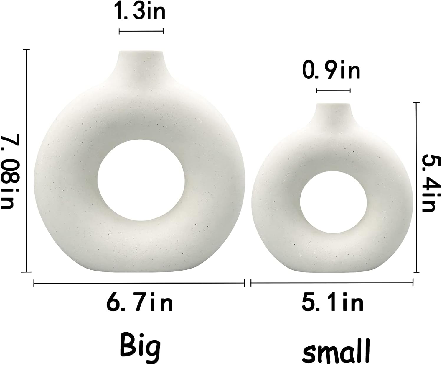 Ceramic Vases Set of 2,Modern Vases for Home Decor, White Boho Style for Living Room Kitchen Mantle Bedroom Dining Table Office Farmhouse Decorative Design - Image 6