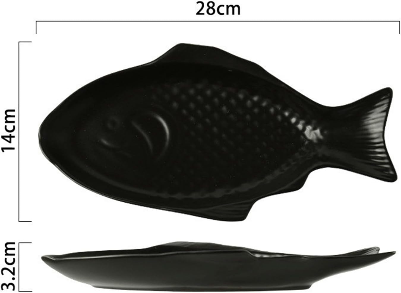 Dinner plate, Irregular Fish Shape Ceramic Plate Rectangular Steamed Fish Plate Ceramic Dinner Plate Family Dining Plate For Hotel Restaurant,Dinnerware(Black) - Image 3