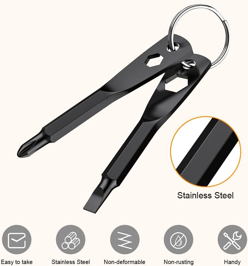 Christmas Gifts Stocking Stuffers for Men, KUSONKEY Keychain Screwdriver Tool Gifts for Men, 4-in-1 Screwdriver Bit with Phillips,Slotted and Hex Wrench Cool Gadgets for Him,Husband,Boyfriend,Dad - Image 5