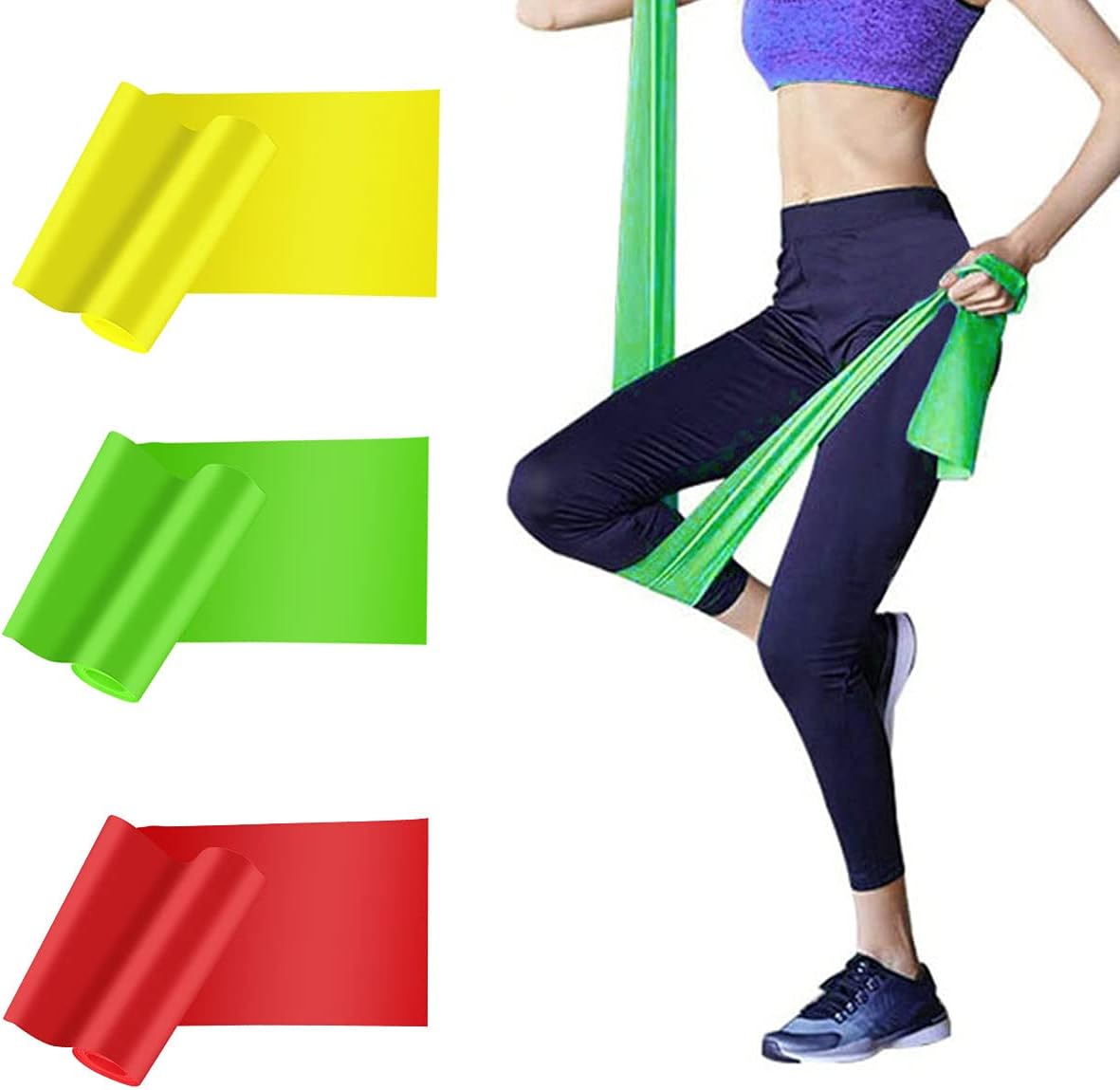 Resistance Bands 3 Pack - Elastic Exercise Bands for Physical Therapy, Recovery, Workout Strength Training - Women, Yoga, Arms, Upper Body and Shoulders - Image 2