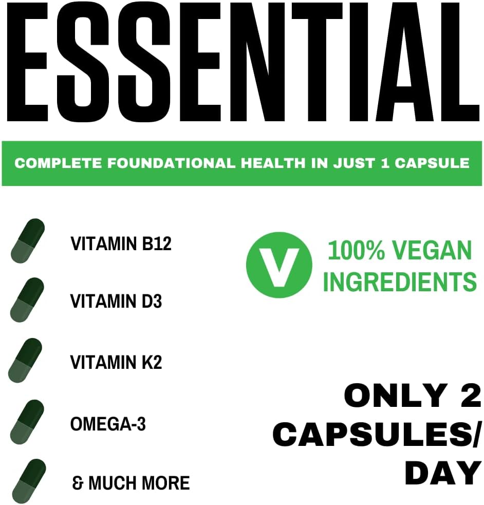 vedge Vegan Omega 3 - Daily Multivitamin Contains Vitamin D, Vitamin B12, Algal Oil for Vegan EPA & DHA - Natural Vitamins, Minerals - 30 Day Supply Nutrition Essential - Image 5