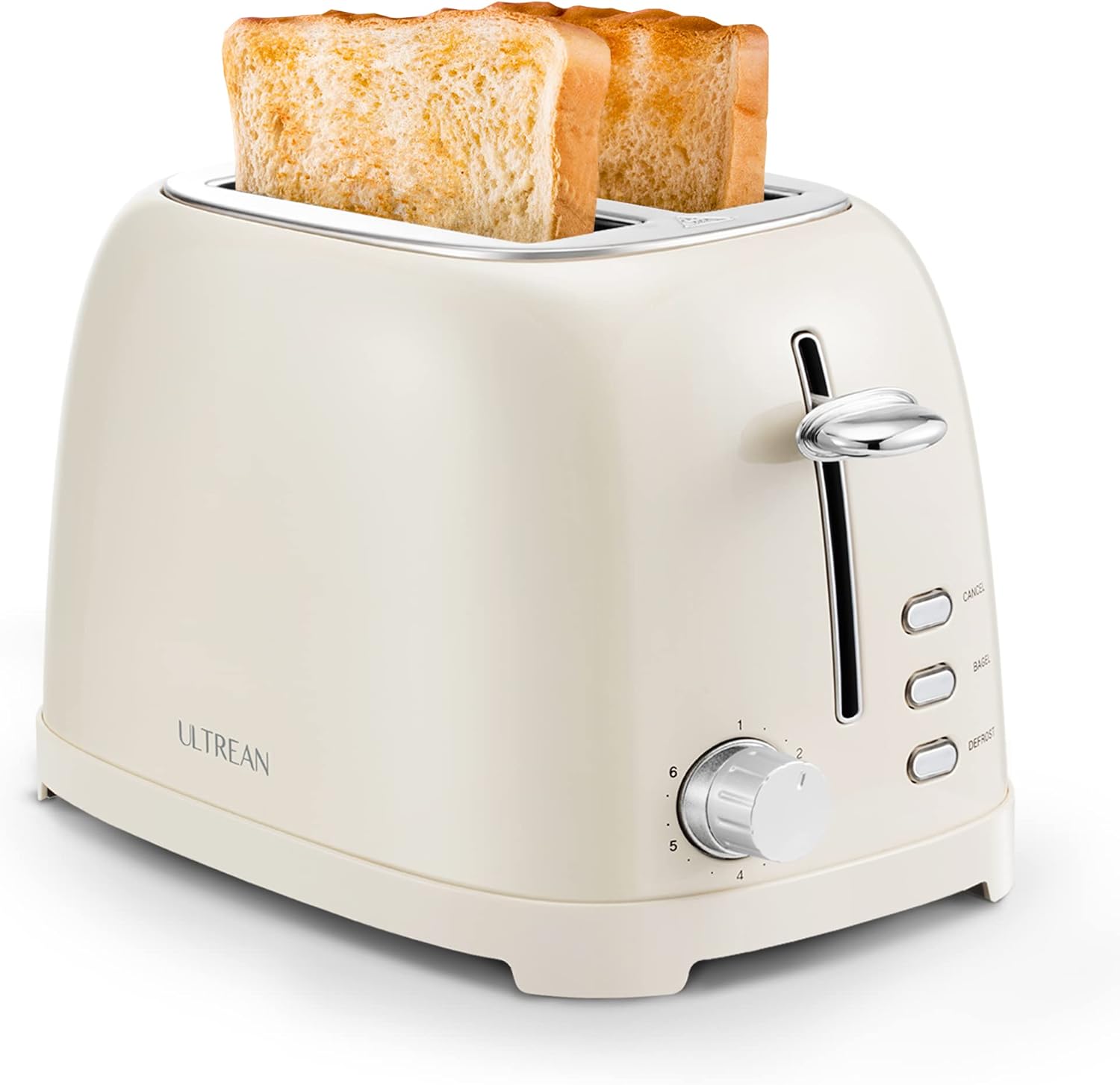 Ultrean Toaster 2 Slice with Extra-Wide Slot for Toasting Bagels, Breads, Waffles & More, Stainless Steel Material with Removable Crumb Tray, 6 Browning Settings - Image 2