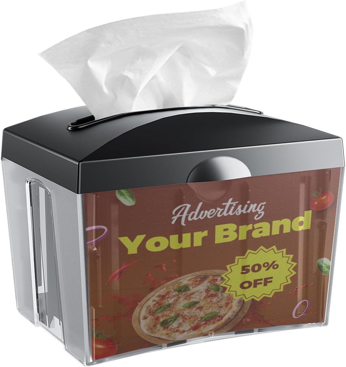 Tabletop Napkin Dispenser, Commercial Paper Napkin Dispensers, Black, 8" x 6.1" x 6.5", CHUANGDIAN - Image 2