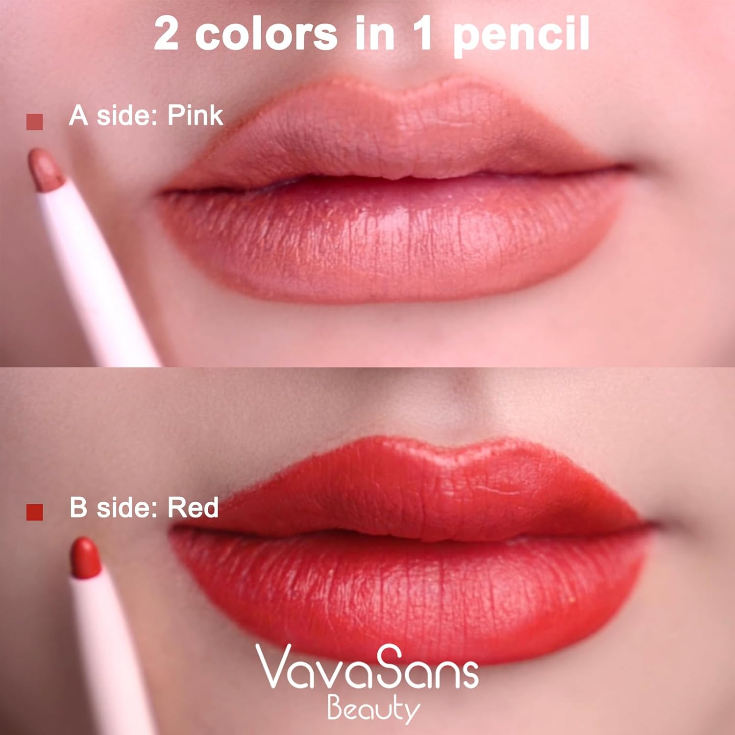 Matte Lip Liner Mechanical Pencil Ultra-Blendable Ruby Red and Pink Dual Ended Two Color Retractable Lipliner Pigmented Smooth Creamy Textured Waterproof Smudge Proof Long Lasting Makeup - Image 3