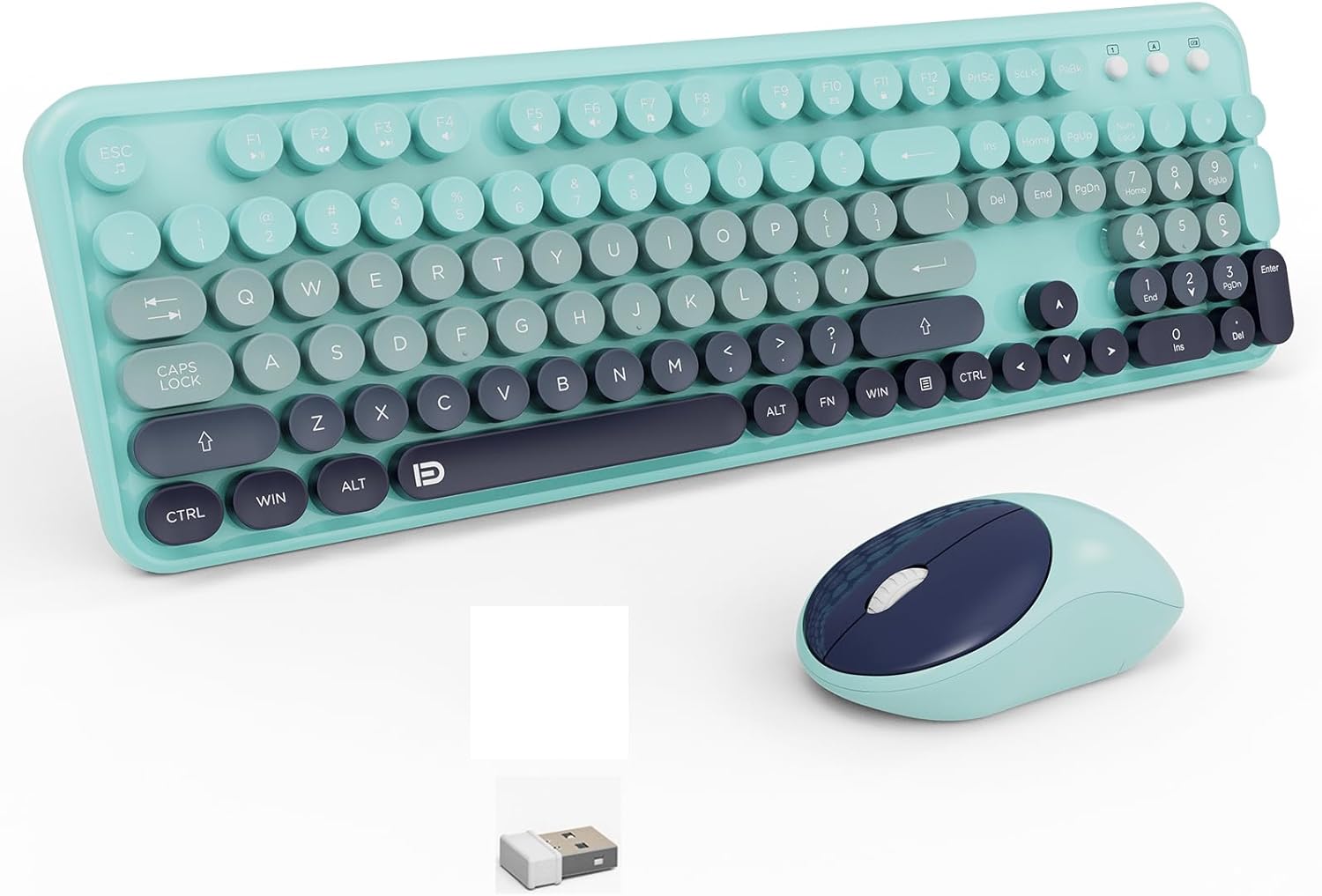 Wireless Keyboard and Mouse Combo, 2.4 GHz Wireless Full-Sized Typewriter with Round Keycaps, Mouse and Keyboard for Windows, Computer, Desktop, PC, Laptop (GradientBlue) - Image 2
