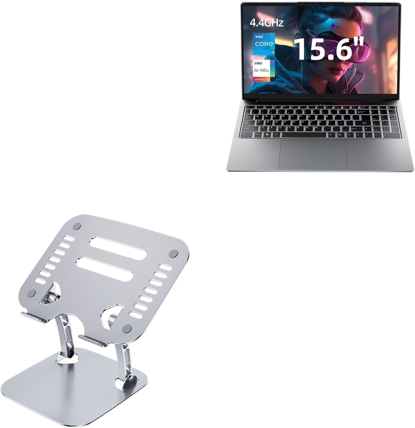 BoxWave Stand and Mount Compatible with Jumper EZbook X8 (15.6 in) - Executive VersaView Laptop Stand, Ergonomic Adjustable Viewing Angle Metallic Riser - Metallic Silver - Image 2
