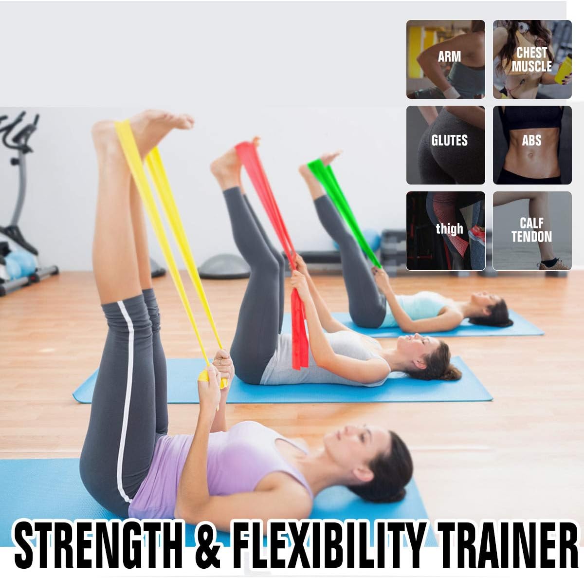 Resistance Bands 3 Pack - Elastic Exercise Bands for Physical Therapy, Recovery, Workout Strength Training - Women, Yoga, Arms, Upper Body and Shoulders - Image 6