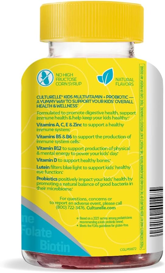 Culturelle Kids Probiotics, Multivitamin + Probiotic, Peach-Orange & Mixed Berry, 60 Gummies - Image 3