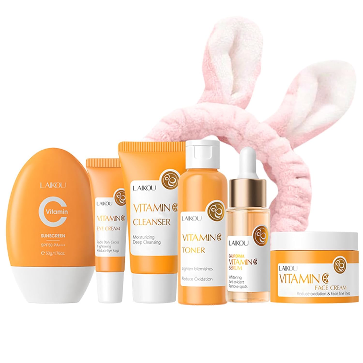 Vitamin C Skincare Set For Teen Girls Skin Care Set With Vitamin C Serum,Toner,Cleanser,Eye Cream,Face Cream,Sunscreen, Travel Skincare Set For Girls, Birthday Gifts for Womens - Image 2