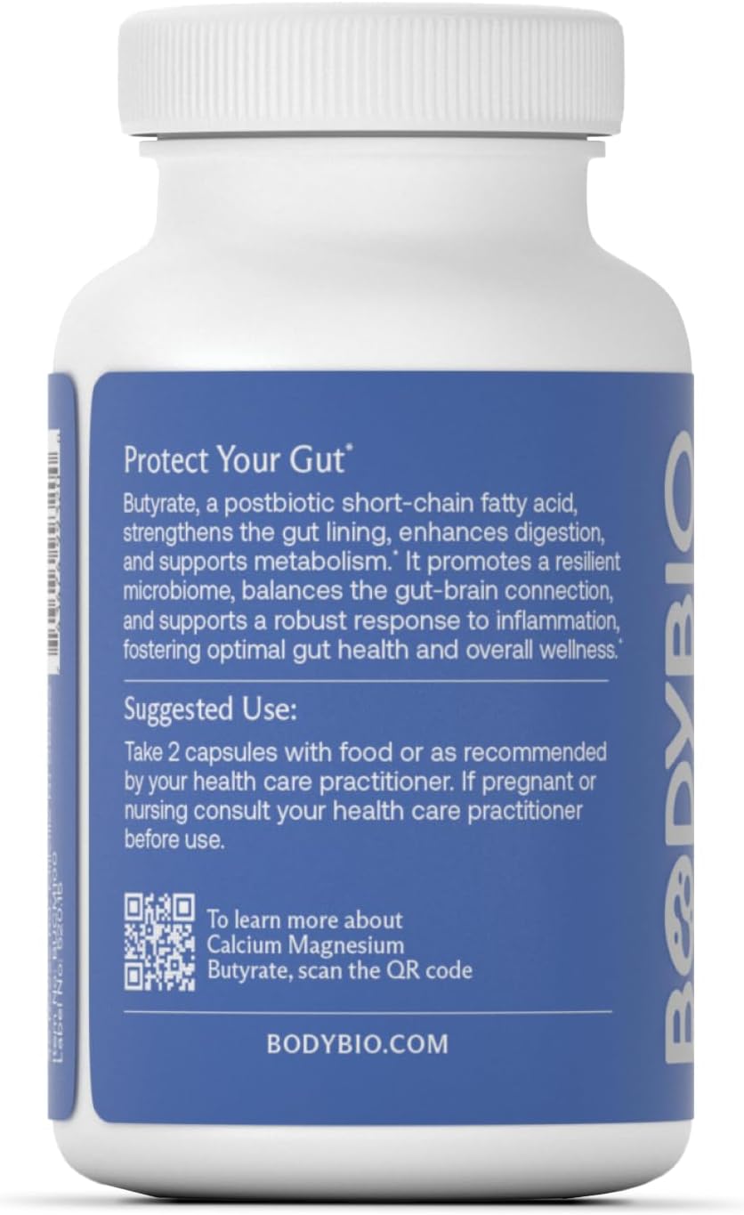 BodyBio Calcium Magnesium Butyrate - Postbiotic for Gut Health, Leaky Gut Repair, Digestive Support, Bloating Relief, & Microbiome Balance - Butyric Acid Supplement for GI Wellness - Image 4