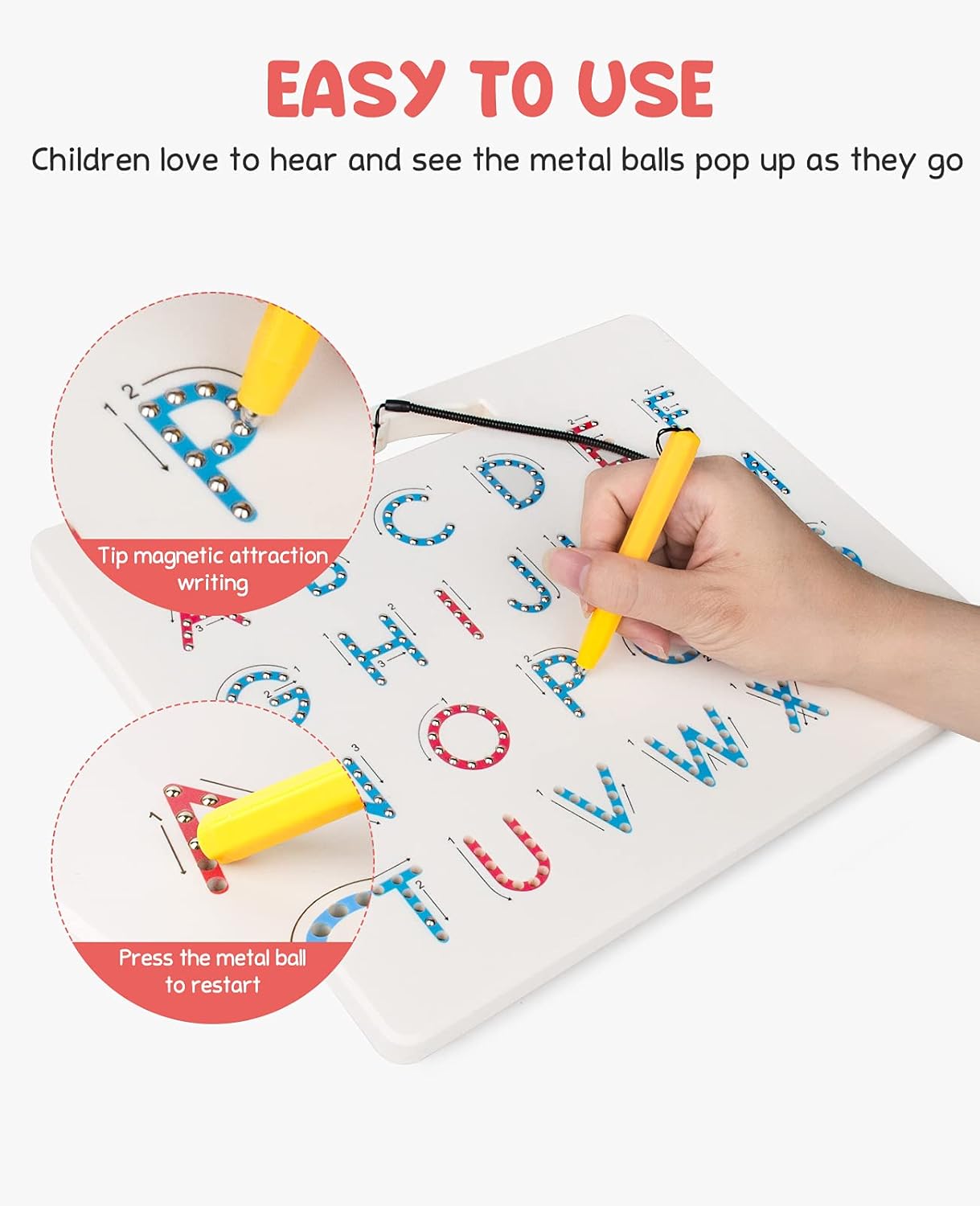GAMENOTE Double Sided Magnetic Letter Board - 2 in 1 Alphabet Magnets Tracing Board for Toddlers ABC Letters Uppercase & Lowercase Practicing Learning Education Toys - Image 5