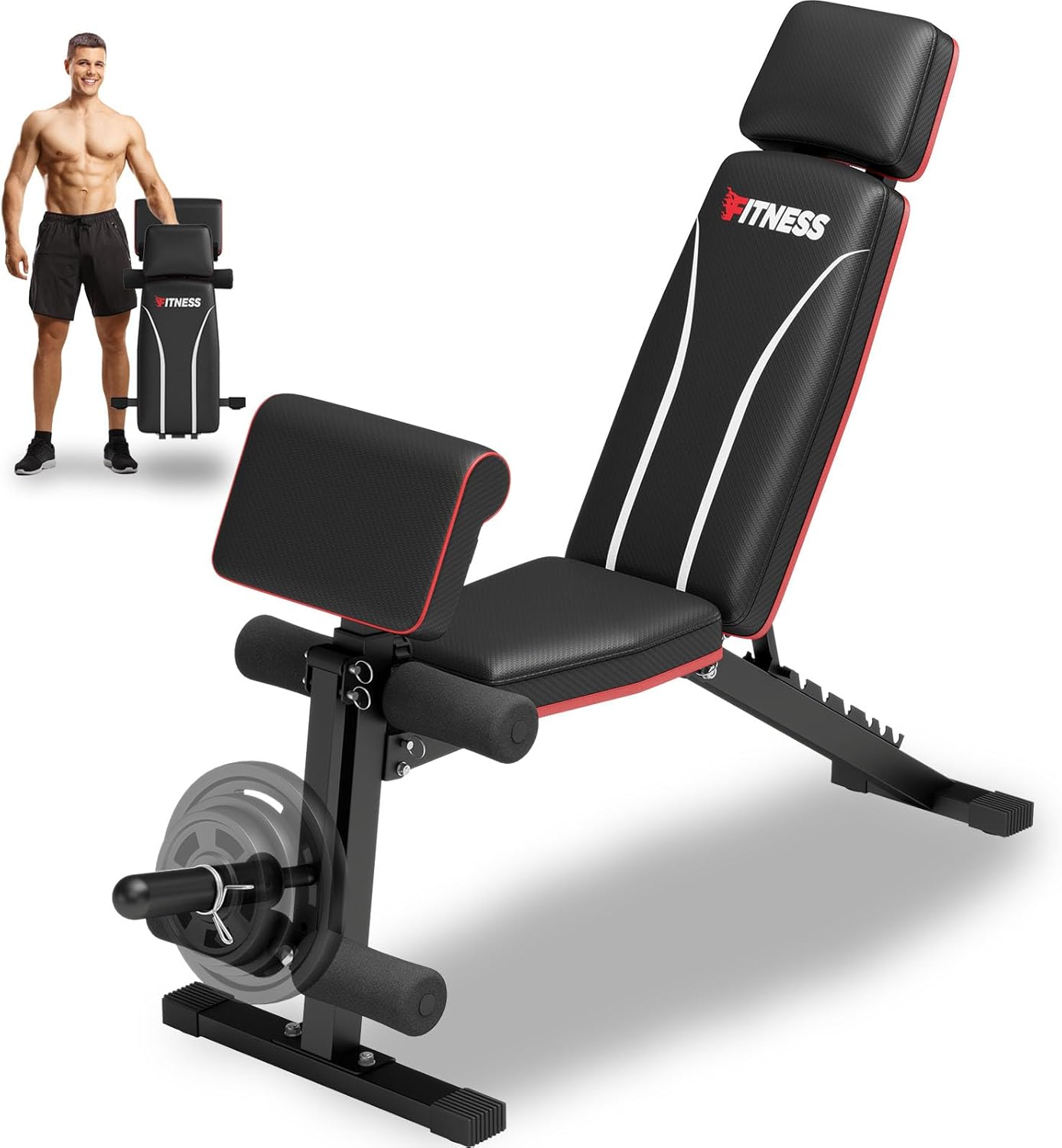 Adjustable Weight Bench with Leg Extension Preacher Pad, 880LBS Capacity Workout Bench Multi-function Bench Press Full Body Workout, Incline Decline Bench for Home Gym Strength Training - Image 2
