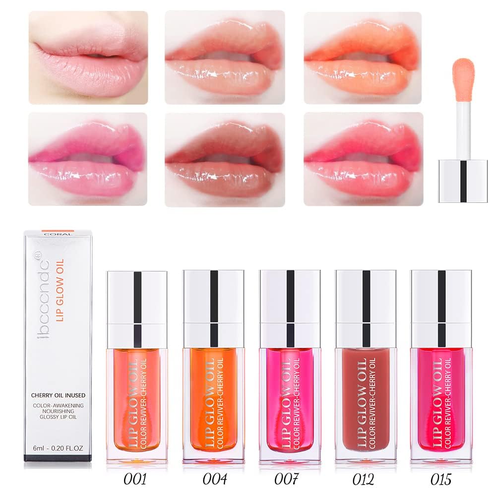 Hydrating Lip Glow Oil, Moisturizing Gloss, Plumping, Non-Sticky Long Lasting, Transparent Tinted, Reduces Lines (Raspberry) - Image 9