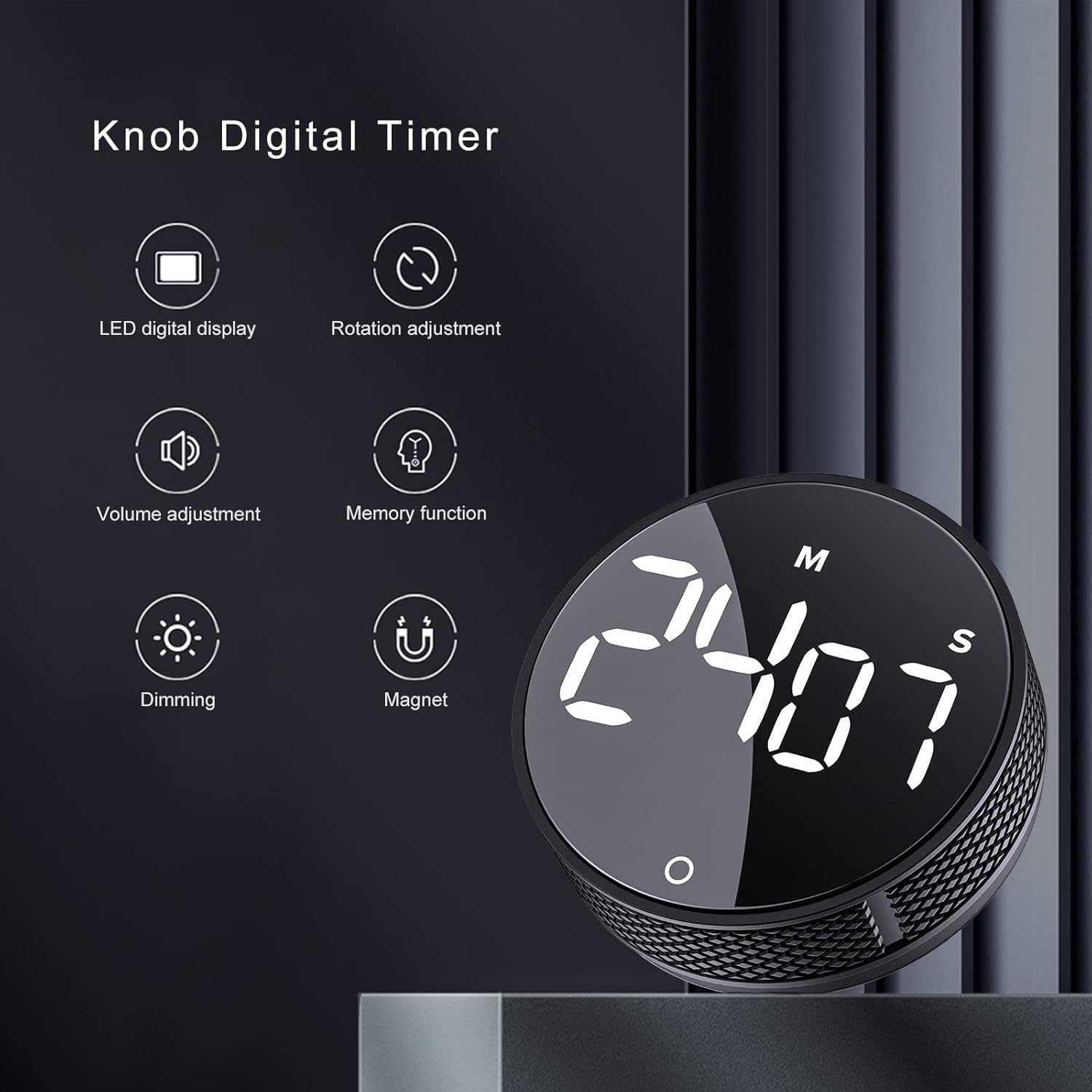AVINIA Digital Kitchen Timers, Visual timers Large LED Display Magnetic Countdown Countup Timer for Classroom Cooking Fitness Baking Studying Teaching, Easy for Kids and Seniors Black - Image 3