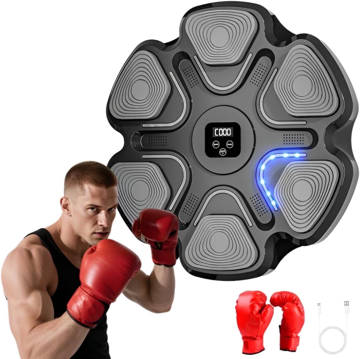2025 Music Boxing Machine Upgrade, Interactive Punching Trainer with Boxing Gloves, Wall Mounted Electronic Boxing Target for Adults and Kids, Space-Saving,Brings Fun Workouts and Family Fun - Image 2