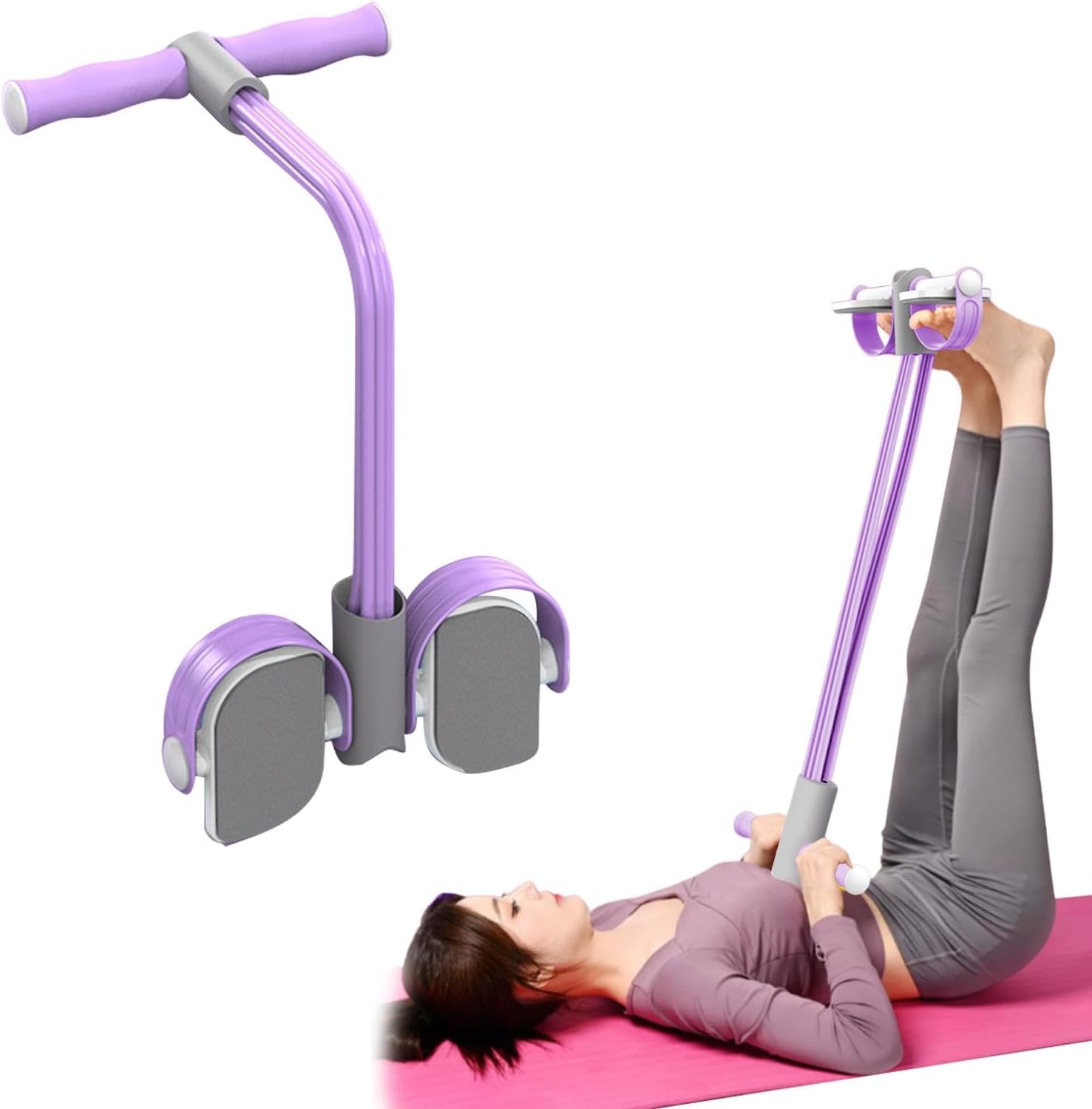 Multifunctional Pedal Puller,6-Tube Foot Pedals Resistance Band Pedal Pusher Resistance Rope Workout Tool for Abdomen, Waist, Arm and Leg - Image 2