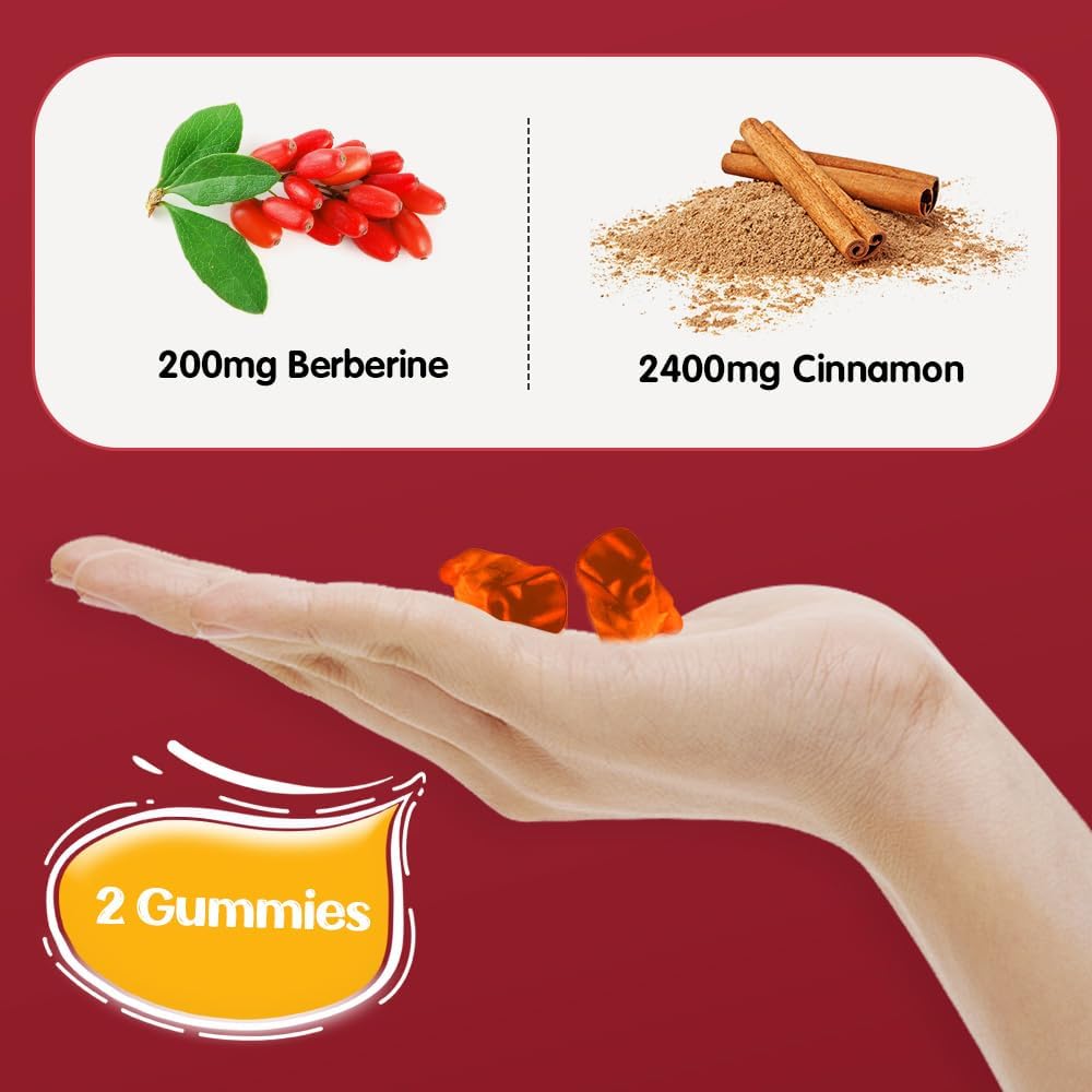 Ceylon Cinnamon Gummies, Ceylon Cinnamon 2400mg with Berberine, Turmeric, Apple Cider Vinegar, Bitter Melon, Chromium - 60 Counts - Image 4