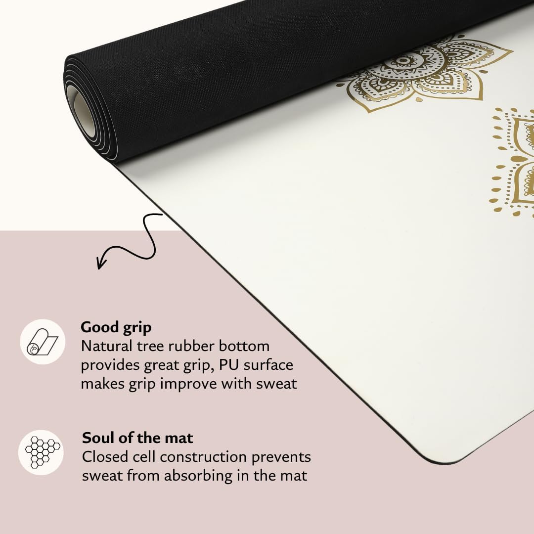 Shanti PU Yoga mat - Artist Designed, Premium eco friendly mats, Non Slip, Non Toxic, Great for Regular & Hot Yoga, Pilates and Work out (72 inch x 28 inch x 5mm Thick)k out (72 inch x 28 inch x 5mm Thick) - Image 5