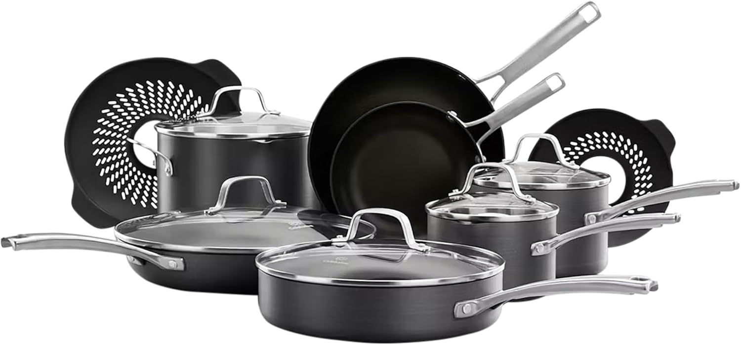 Calphalon Classic 14-Piece Hard Anodized Dishwasher Safe Cookware Set with No-Boil-Over Inserts - Image 2