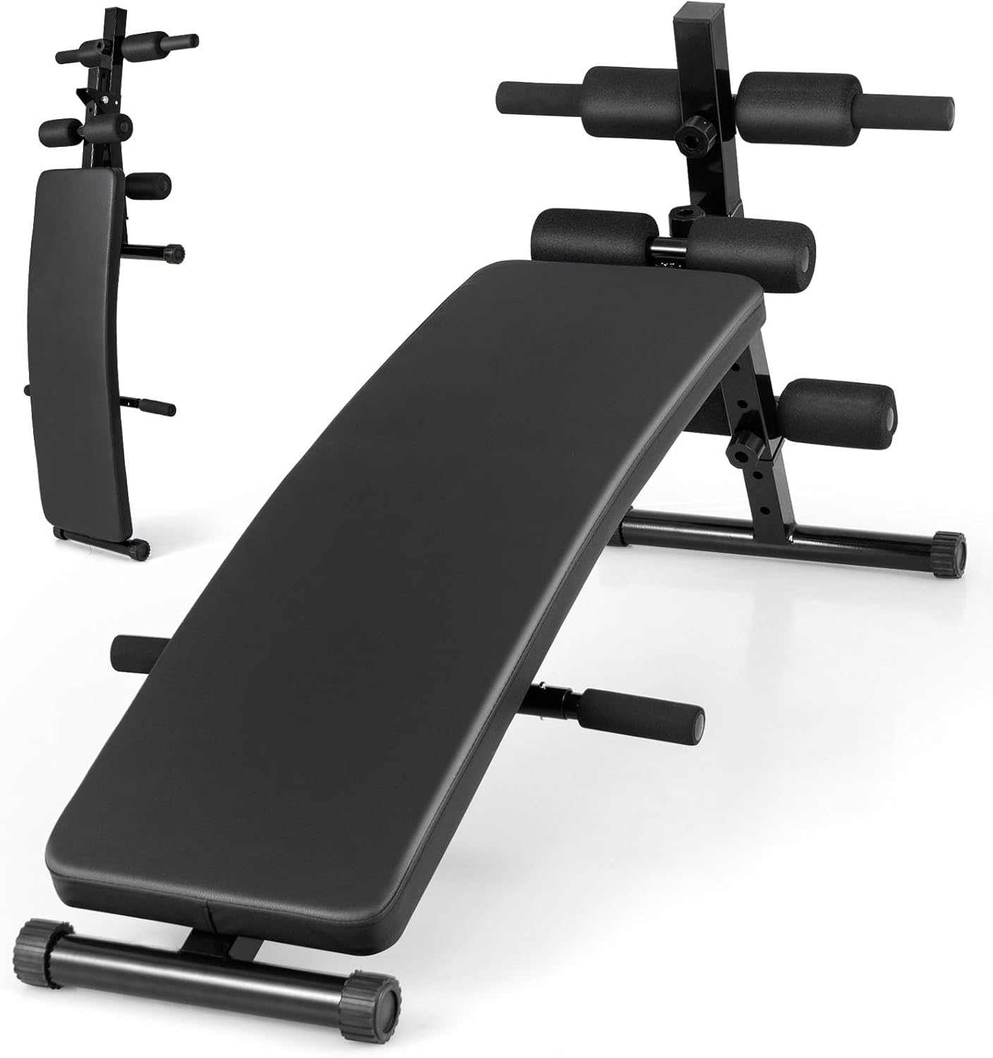 GYMAX Sit Up Bench, Decline Sit up Bench with 5-level Adjustable Height, 300lbs Capacity & Anti-slip Foot Pads, Foldable Ab Bench for Full Body Workout, Incline Slant Bench for Home Gym - Image 2