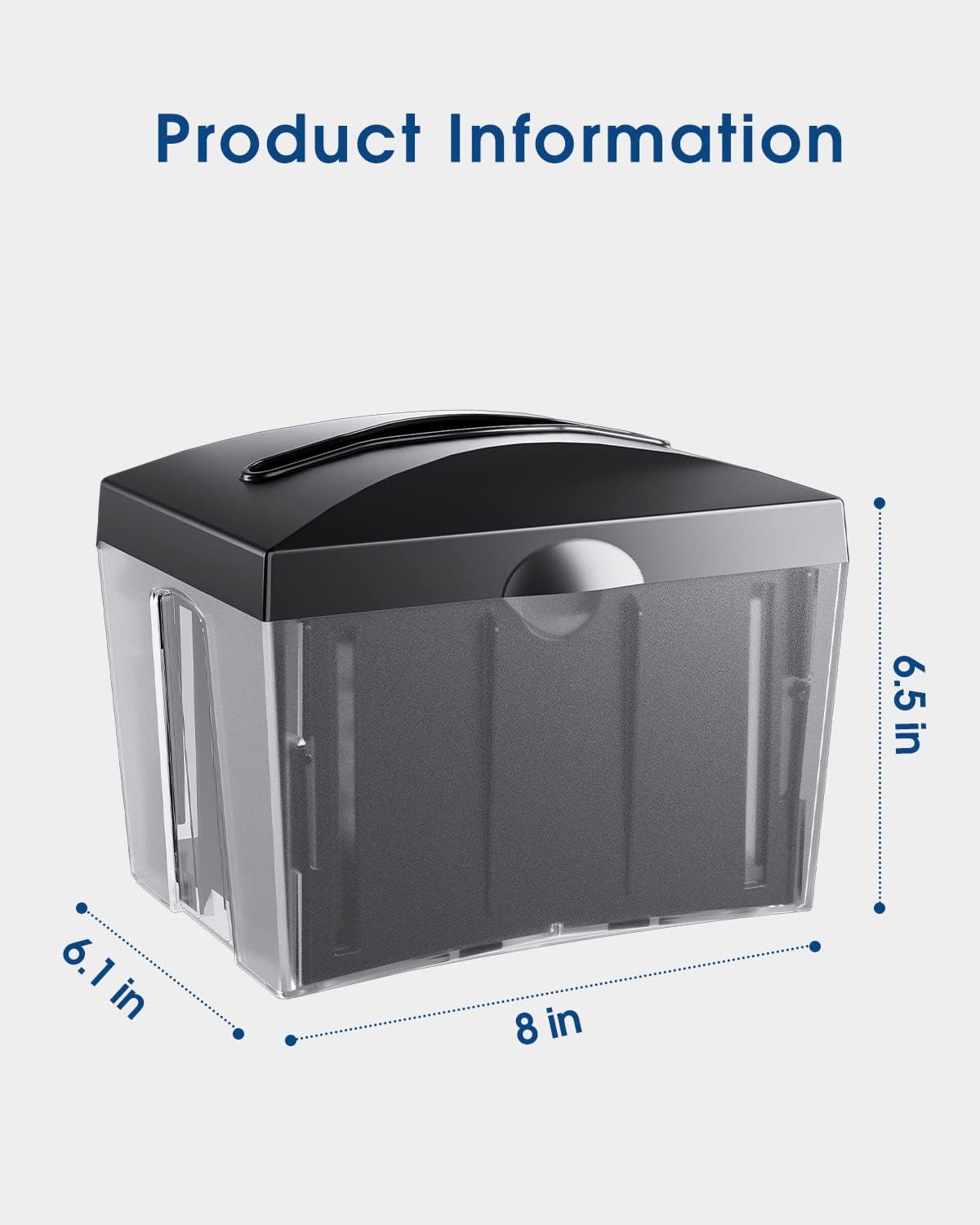 Tabletop Napkin Dispenser, Commercial Paper Napkin Dispensers, Black, 8" x 6.1" x 6.5", CHUANGDIAN - Image 7