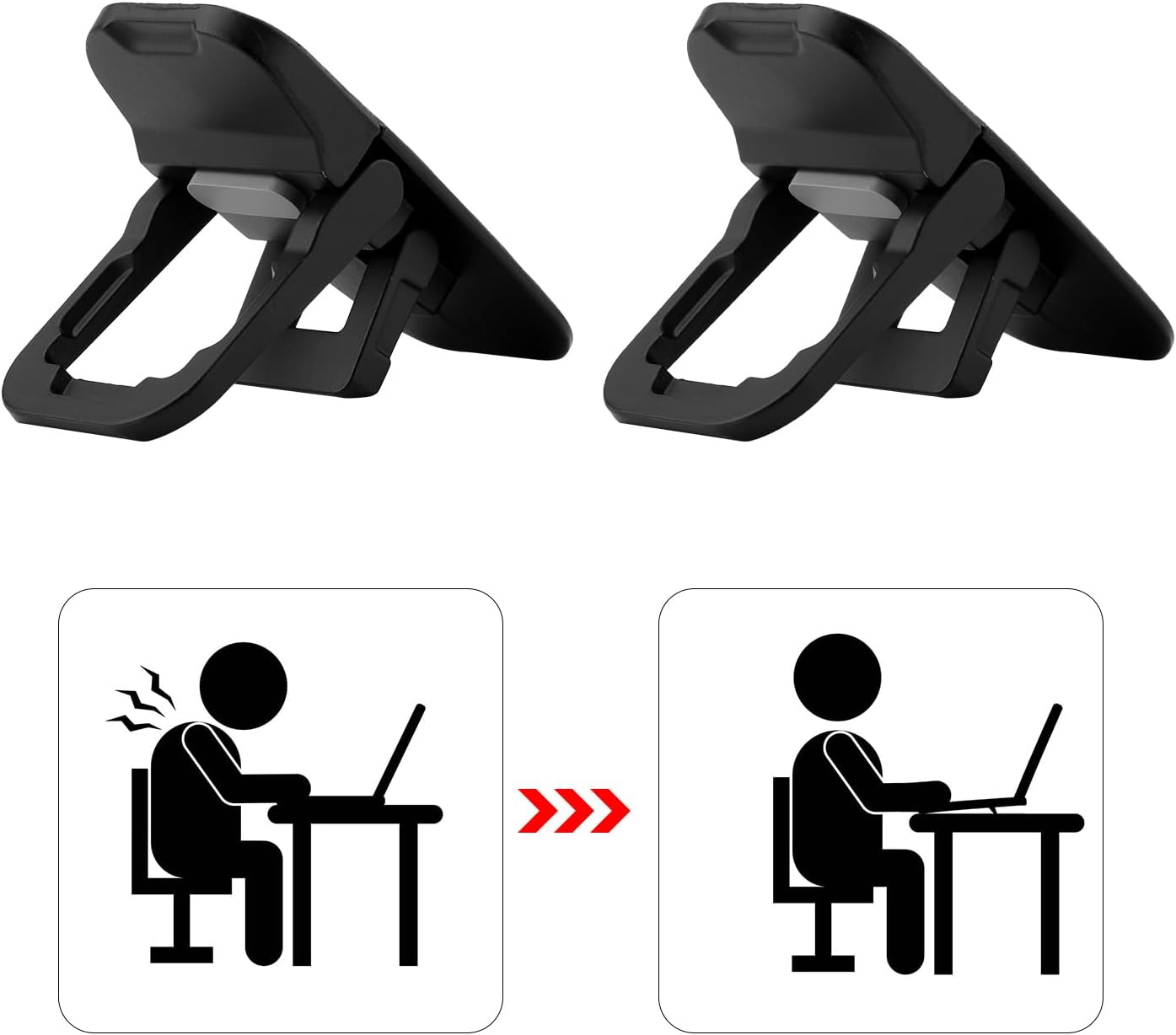 2pcs Flip Computer Keyboard Stand for Desktop, Mini Laptop Cooling Leg Rack Invisible Heightened Dual Tilted Adjustable Keyboard Feet Riser Ergonomic Office Desk Accessories for Notebook (Black) - Image 6