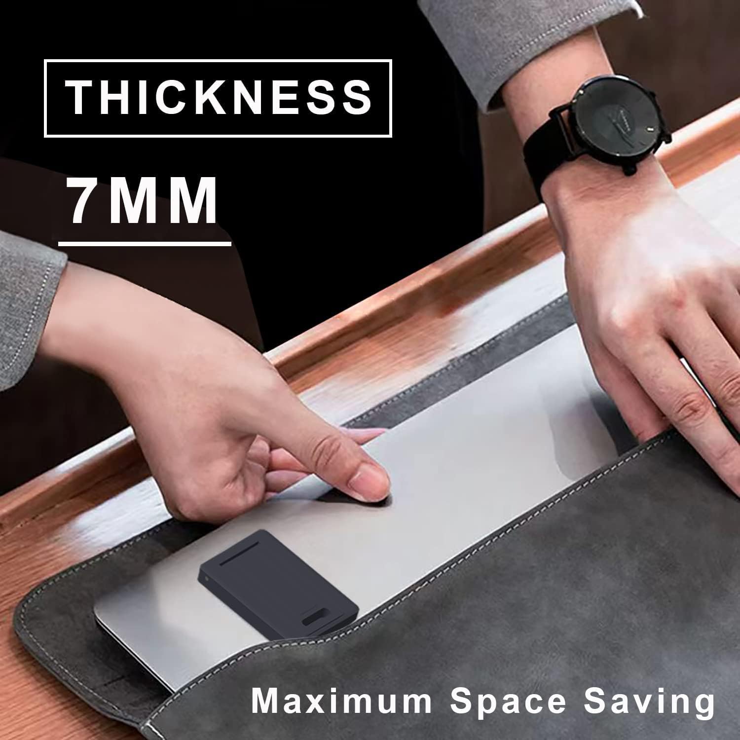 DRM 2-in-1 Mini Laptop Holder, Portable Notebook Stand with Cooling & Ergonomic Design, Black - Image 4
