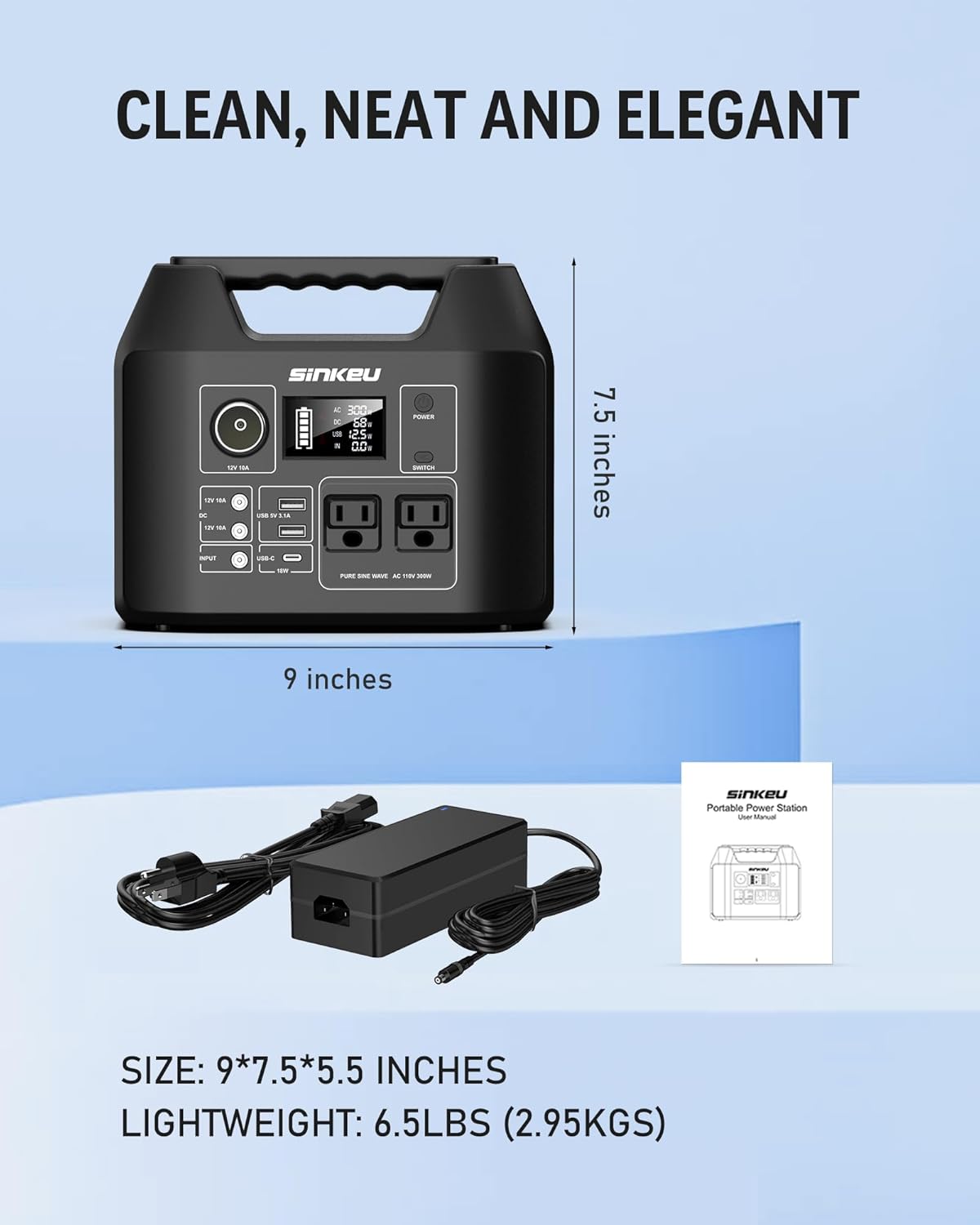 SinKeu Portable Power Station 80000mAh,256Wh LiFePO4 Battery Backup,300W (Peak 600W) AC Outlets, Power Bank for Hurricane Emergency Outdoor Camping RVs Home - Image 8