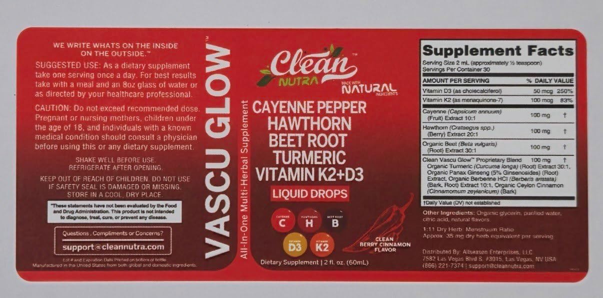 Clean Nutra Cayenne Pepper Drops Supplement Liquid + Hawthorn Berry, Vitamin D3 K2 Beet Root Powder, Ceylon Cinnamon, Turmeric Curcumin, Organic Panax Ginseng, Berberine Extract Organic (2) - Image 10