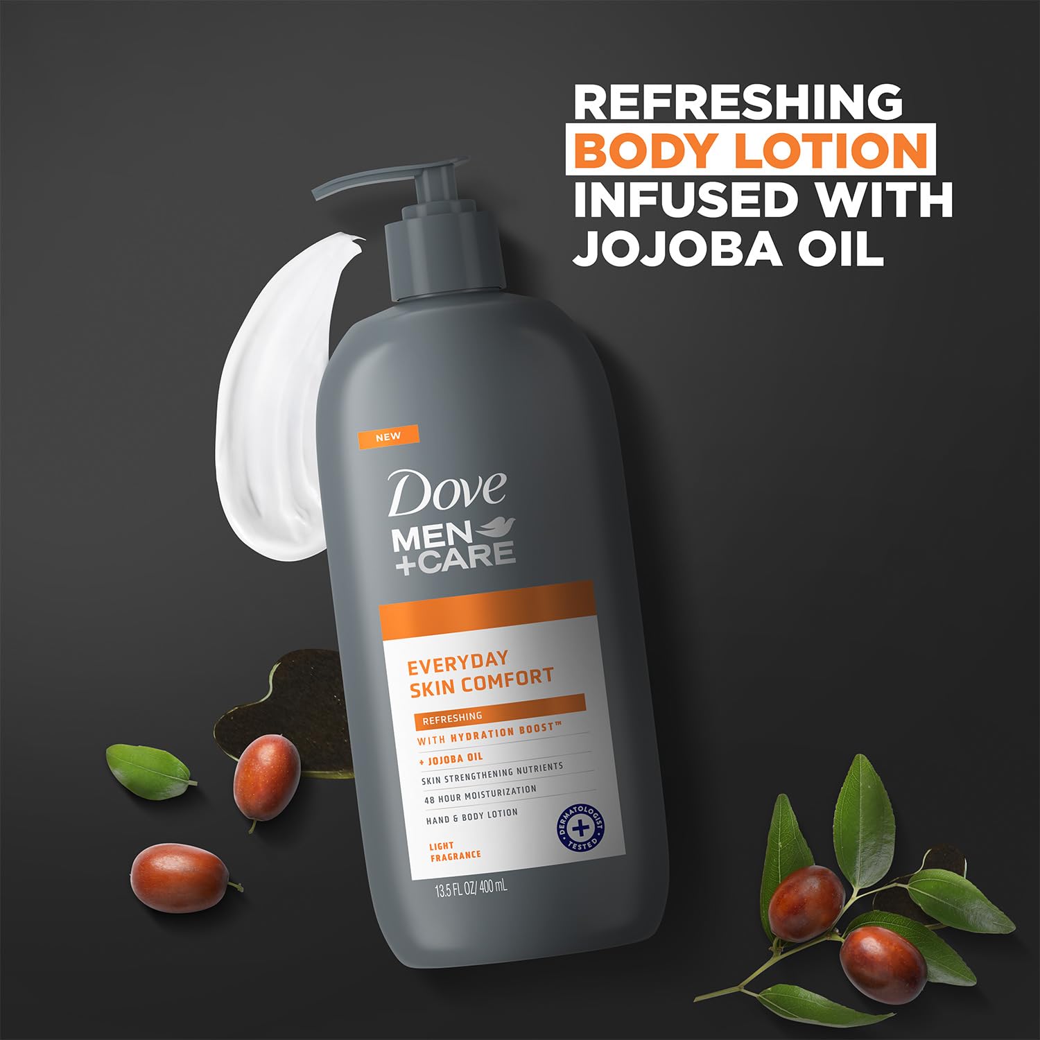 Dove Hand & Body Lotion, Men+Care Value Pack – Everyday Skin Comfort Formula with Shea Butter & Jojoba Oil, Refreshing Lotion for Dry Skin, 13.5 Fl Oz (Pack of 2) - Image 5