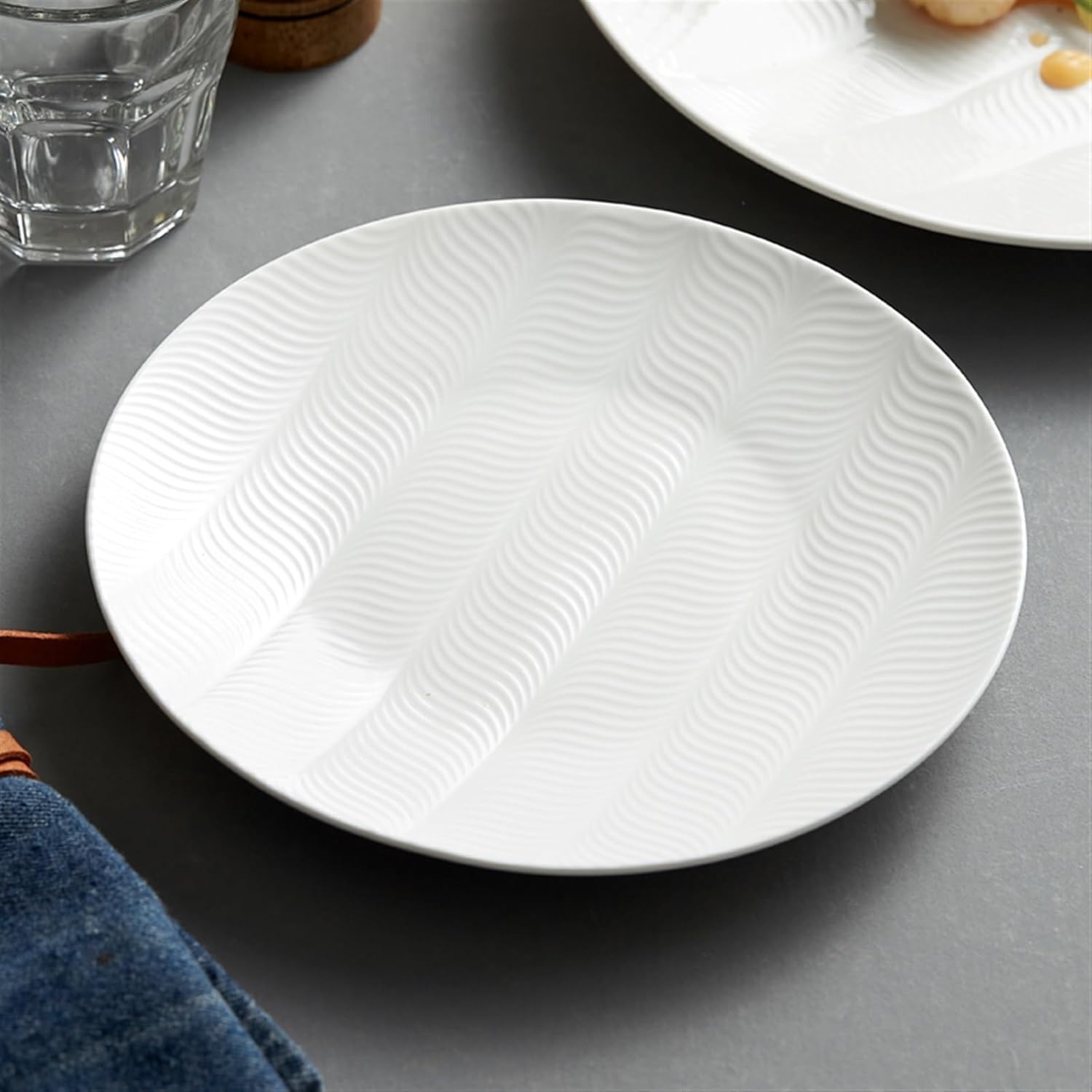 Dinner plate, Dishes Serving Tray Household Ceramic Flat Plate Creative High-grade White Dinner Plate Simple Tableware,Dinnerware(8inches) - Image 7