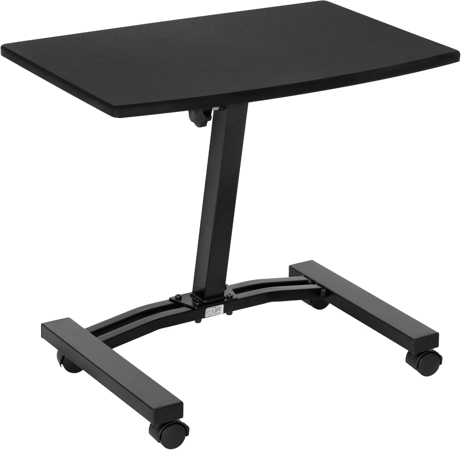 Seville Classics Airlift Mobile Height Adjustable Laptop Stand Computer Workstation for Sitting Classroom Home Office Medical Table w/Wheels, Flat Desk 24", Black - Image 6