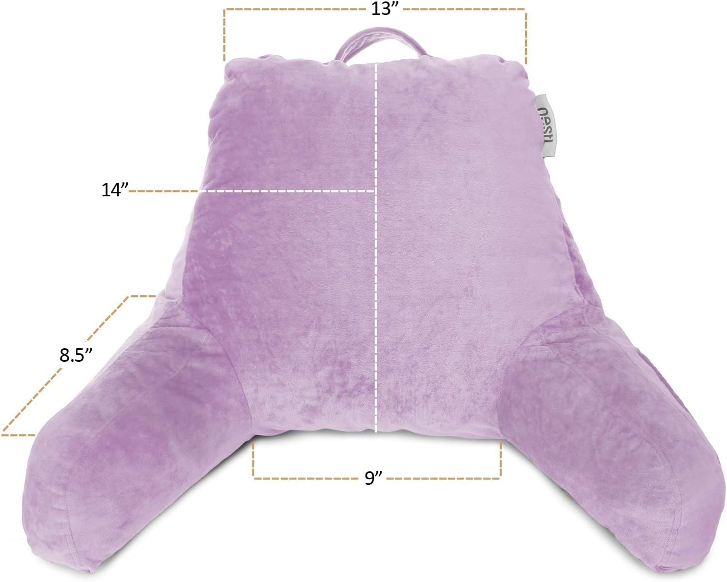 Nestl Reading Pillow with Portable Laptop Lap Desk, Velvet Feel Back Pillow for Sitting in Bed, Shredded Memory Foam Back Support Pillow for Bed, Bed Rest Pillow with Arms, Small - Lavender - Image 7